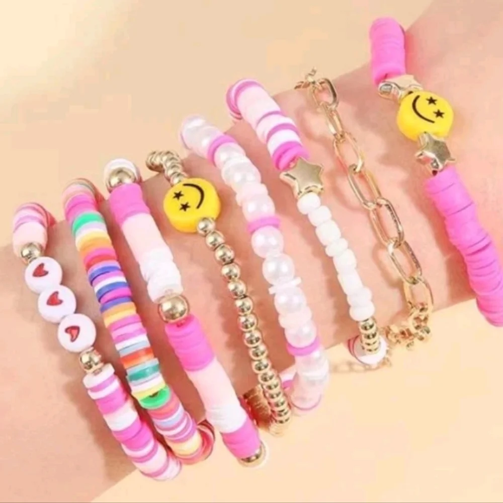 Kids Stackable Charm Bracelets-Clay beads-4 pcs Set